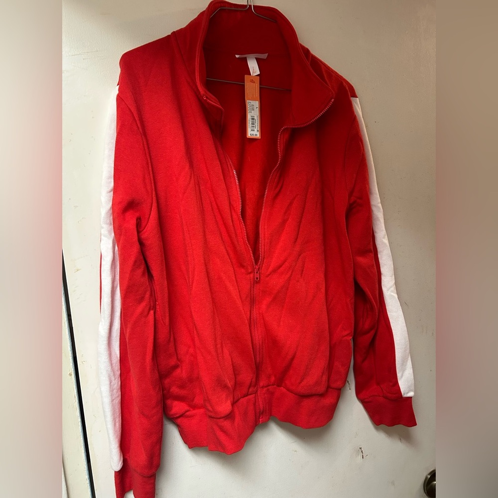 Colsie Red and White Bomber Jacket